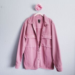 Zara Pink Mauve Denim Oversized Coat